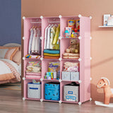 VIPZONE Baby Dresser, Kids Closet Organizers, Portable Kids Wardrobe for Closet, Bedroom, Nursery, Cubby, Cabinet, Clothes, Dress, Baby Storage Shelf, Armoire Clothes Hanging (12 Cube, Pink) VIPZONE
