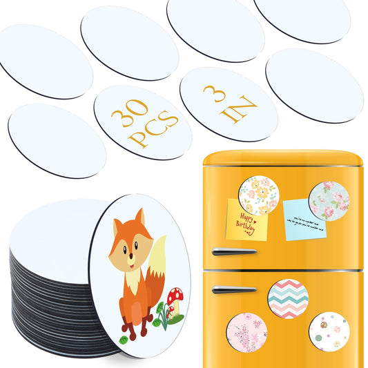 ZYNERY Sublimation Magnet Blanks 3x3 inch, 30Pcs Sublimation Blank Fridge Magnets Printable Photos, Personalized Sublimation Magnets for Refrigerator Decoration, Kitchen, Office, Wall