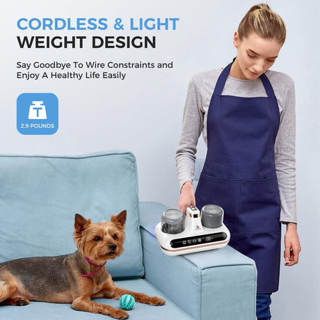 Amzany Mattress Vacuum Cleaner - 5-in-1 Cordless Bed Vacuum Cleaner, Powered by UV-C Light & Ultrasonic Technology, 16Kpa Strong Suction,Low Noise,Suitable for Dust, Pet Hair, Etc. Amzany