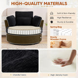 JEEOHEY Swivel Accent Barrel Chair, 42'' W Chenille Upholstered Round Swivel Chair, 360 Degree Modern Oversized Round Armchair, Comfy Single Sofa Chair for Nursery, Living Room, Bedroom(Black) JEEOHEY