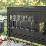 Keter Rolling Ice Cooler Cart, Outdoor Party Beverage Stand w/Wheels, 89.8 Qt, Dark Grey Keter