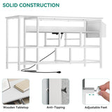 YITAHOME Dresser TV Stand for 55'', 9 Drawer Dresser with Power Outlet, Wide White Drawer with Metal Handle and PU Finish YITAHOME