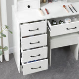 JBLCC Vanity Desk with Lighted Mirror, Large Makeup Vanity with Sliding Mirror, Storage Drawer & Chair, White Vanity Set Dressing Table for Bedroom (QW56LED) JBLCC