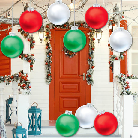 YHFUISK 9 PCS Outdoor Christmas Decorations,11 Inch Large Inflatable Christmas Balls,Christmas Ornaments Decor for Front Door Yard for New Year Festive YHFUISK