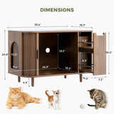 IRONCK Cat Litter Box Enclosure with Sliding Tambour Door, Wooden Litter Box Enclosure Furniture with 2-Layer Drawer, Hidden Cat House, Side End Table for Living Room, Brown IRONCK
