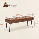 LUE BONA Entryway Bench, 44.5'' Leather Upholstered Bedroom Benches, End of Bed Bench with Metal Legs, for Decorative, Living Room, Dining Room, Red Brown LUE BONA