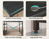 Bestier 95.2” L Shaped Desk, Reversible Corner Computer Desk or 2 Person Long Table with Adjustable Shelves, Large Writing Study Workstation with 3 Cable Holes - Black Bestier