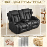 SAMERY 66" RV Loveseat Recliner Sofa, 6" Wall Hugger Reclining Loveseat with Storage Console, Manual Faux Leather Recliner Sofa Couch for Living Room RV Theater Seating with Cup Holder SAMERY