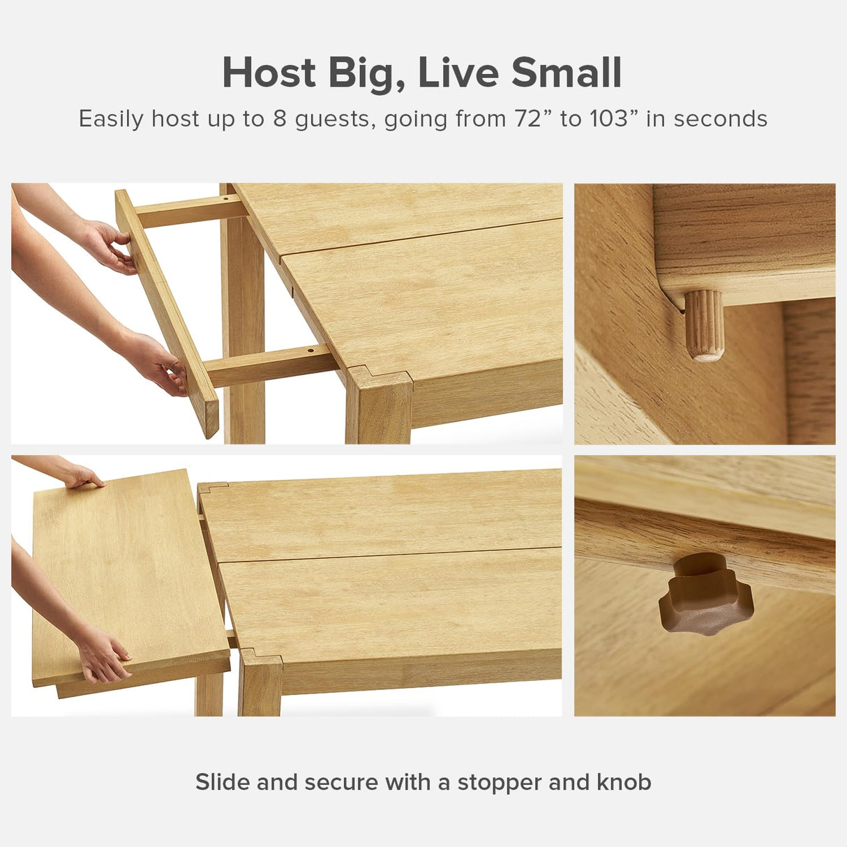 mopio Logan 9 Piece 8 Seater Upholstered Extendable Dining Table Set Beige Dining Chair Set of 6, Modern Farmhouse Solid Wood 7 Piece 104" for Dining Room Kitchen mopio