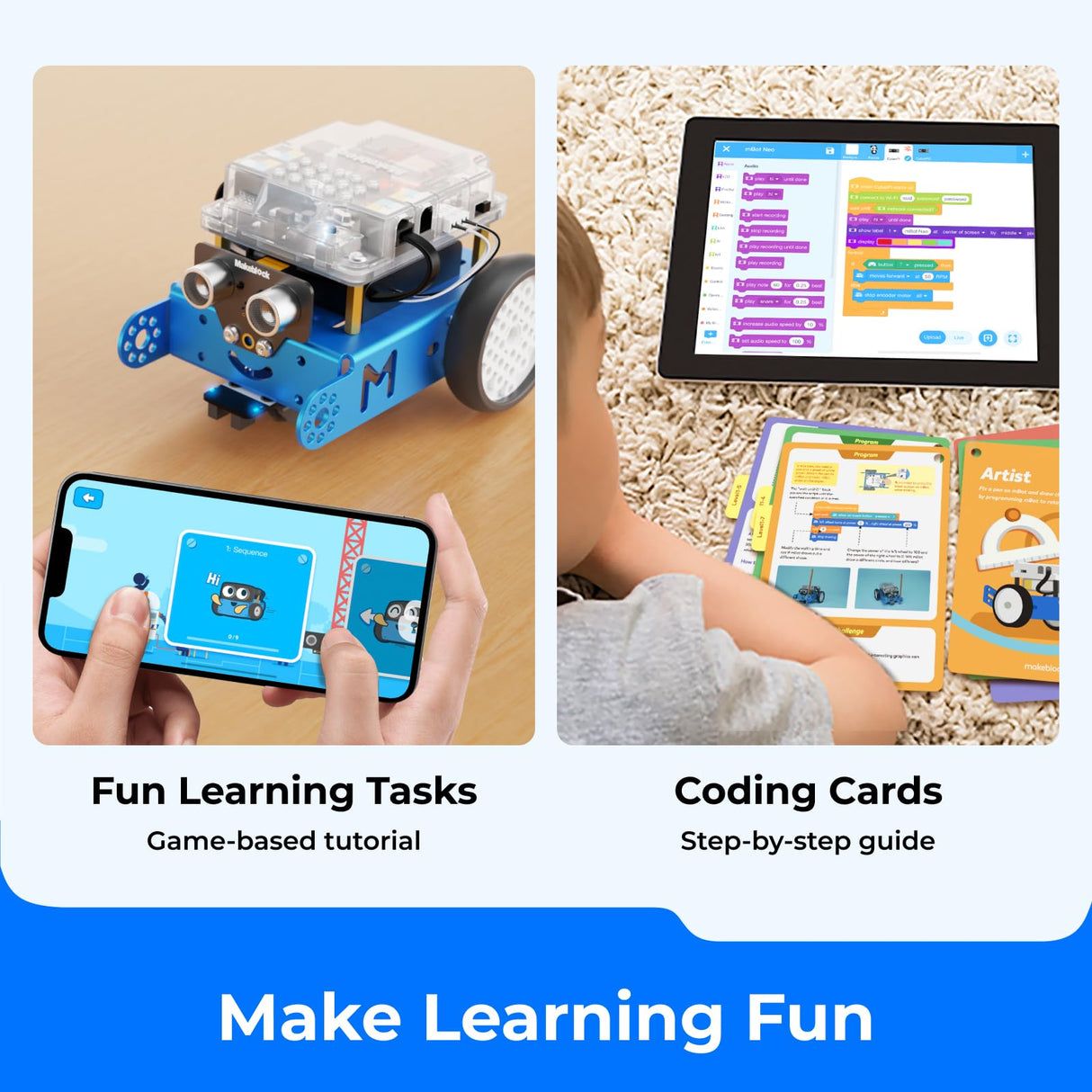 Makeblock mBot Robot Kit, Robotics for Kids Ages 8-12 Learn to Code with Scratch & Arduino, STEM Toys Science Kits for Kids Age 8-12 Boys and Girls Age 8+ Makeblock