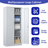 Metal Garage Storage Cabinet,71" h Tall Garage Cabinet with 2 Doors and 5 Adjustable Shelves, Steel Utility Tool Cabinet Black Locking Cabinets, Lockable File Cabinet Garage Storage Locker (White) AnwickNomo