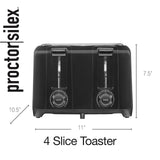 Proctor Silex 4 Slice Toaster with Extra Wide Slots for Bagels, Cool-Touch Walls, Shade Selector, Toast Boost, Auto Shut-off and Cancel Button, Black (24215PS) Proctor Silex