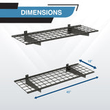 Hyloft 00651 2-Pack Heavy Duty Steel Wall Garage Shelving, 45-Inch X 15-Inch Wall Mounted Shelves for Garage Storage, Low-Profile Brackets, Max Shelf Load 200 Pounds, Hammertone HyLoft