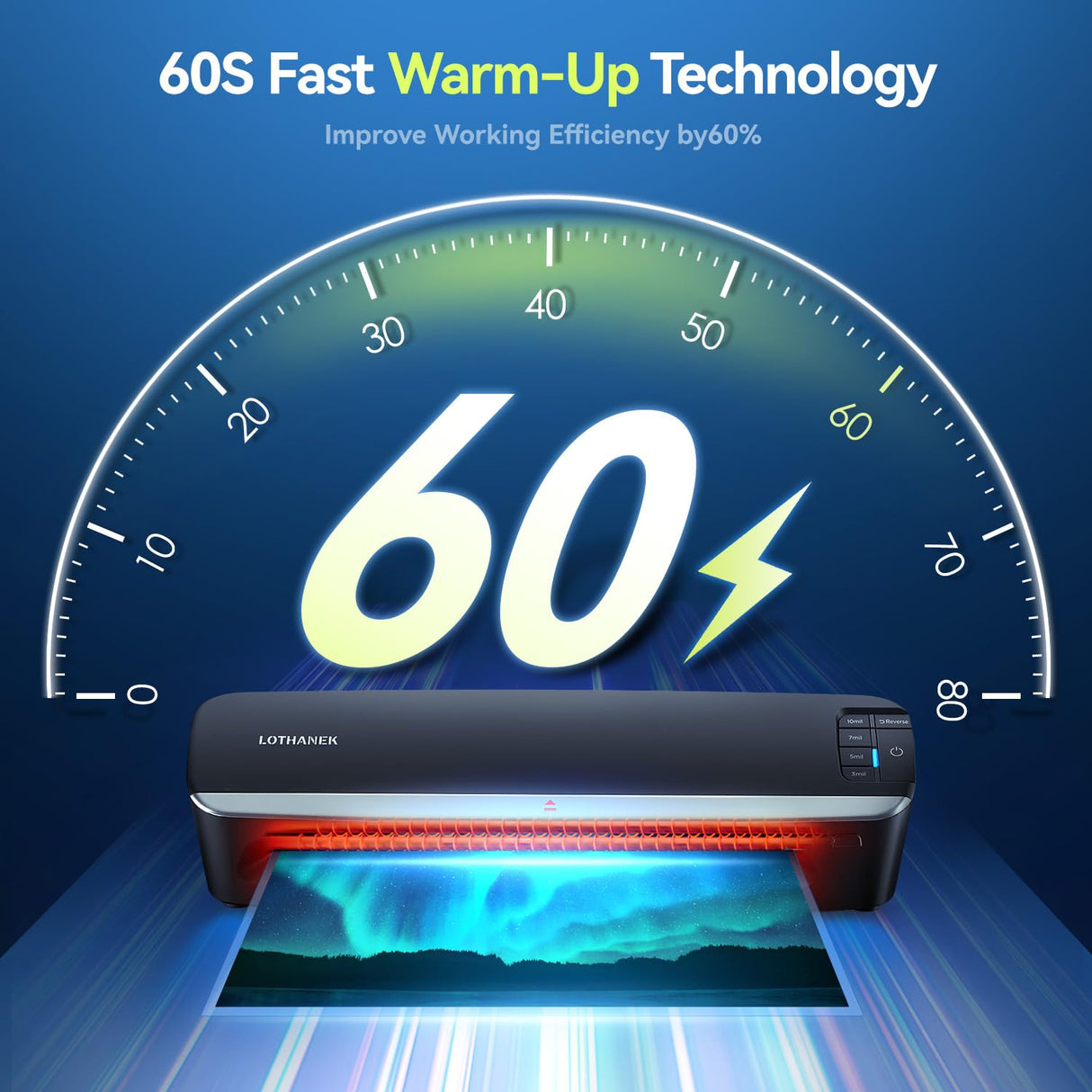 13 inch 4-Roller Laminator Machine, 3-10 Mil 60-Second Warm-up A3 Commercial Laminating Machine with 50 Sheets, LOTHANEK Heavy Duty Thermal Machine for Home, School Office Teacher Use LOTHANEK