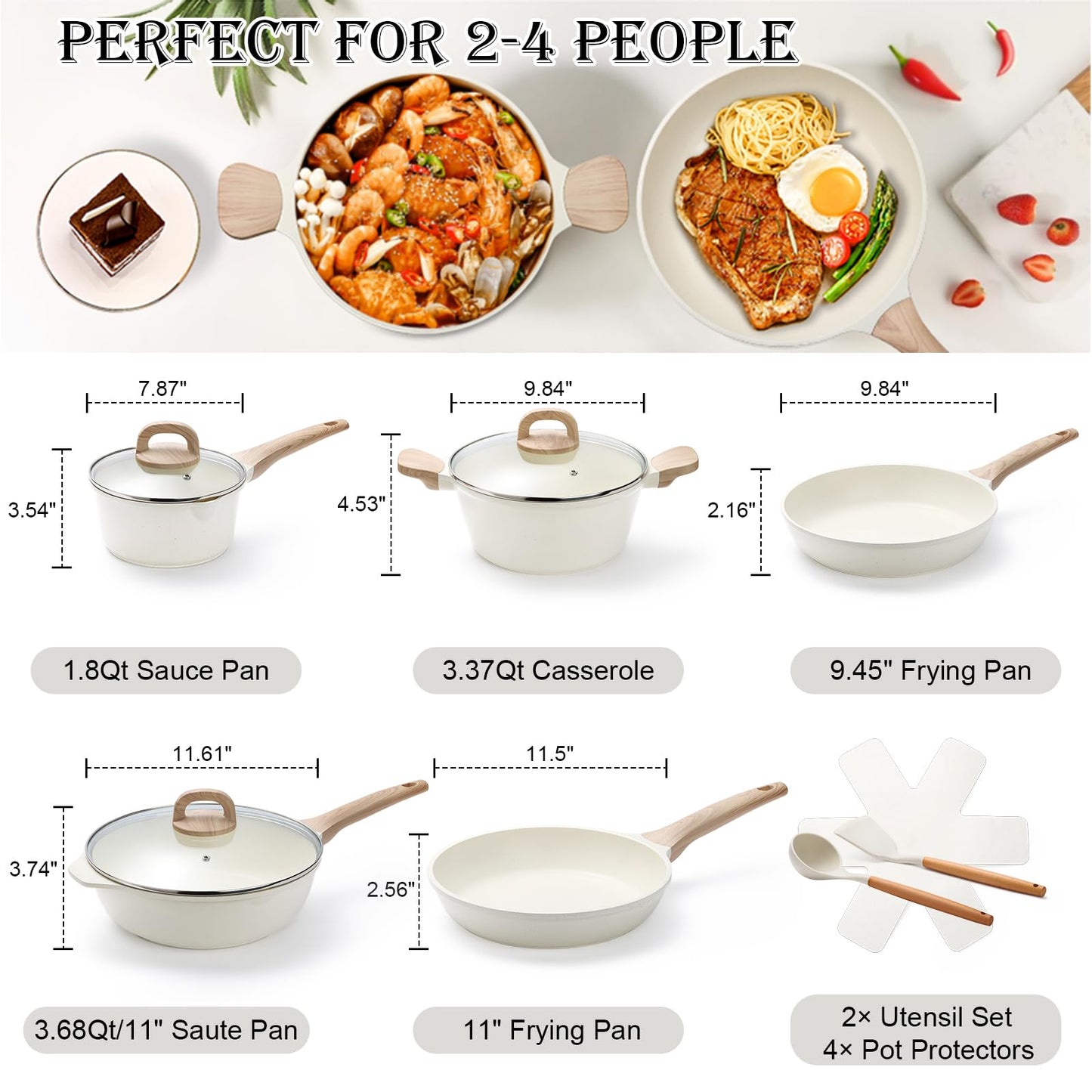 14 Pcs Pots and Pans Set, Nonstick Cookware Sets, Granite Induction Cookware Non Stick Cooking Set with Frying Pans, Saucepans, Saute Pan, Extra Large Casserole, PFAS PTFE PFOA PFOS Free