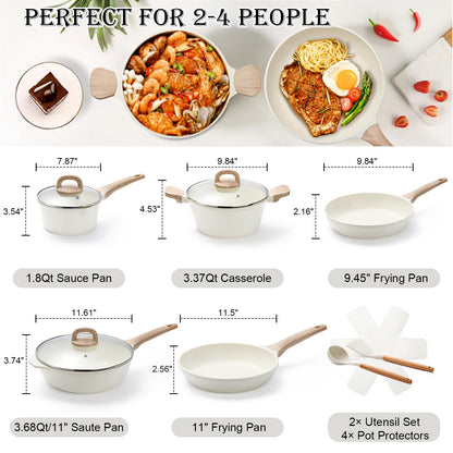 14 Pcs Pots and Pans Set, Nonstick Cookware Sets, Granite Induction Cookware Non Stick Cooking Set with Frying Pans, Saucepans, Saute Pan, Extra Large Casserole, PFAS PTFE PFOA PFOS Free