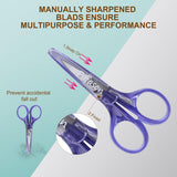 PAFASON Sharpest & Precise Stainless Steel Curved Straight Thread Yarn Fabric Cutting Scissor with Safety Cap & TSA Complied Ideal for Embroidery Quilting Sewing Knitting Crafting Cross Stitch Crochet Pafason