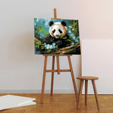 Auremi Panda Framed Paint by Number for Adults,DIY Animal Painting by Number Kits on Canvas Acrylic Oil Painting Kits for Adults Paint by Number Kits for Home Decor 20x30cm Auremi