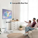 BONTEC Mobile TV Stand, Rolling TV Stand for 23-60 Inch Screens, Adjustable Floor TV Stand with Locking Wheels and Media Shelf, Compatible with VESA 75x75mm to 400x400mm, Holds up to 88 lbs,White BONTEC