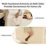 Rhevoy Oversized Recliner Chair, 26" Extra Wide 360° Swivel Rocker Recliner with Adjustable Headrest, Chenille Glider Rocking Nursery Chair with Overstuffed Armrest, Lumbar Support, Beige Rhevoy