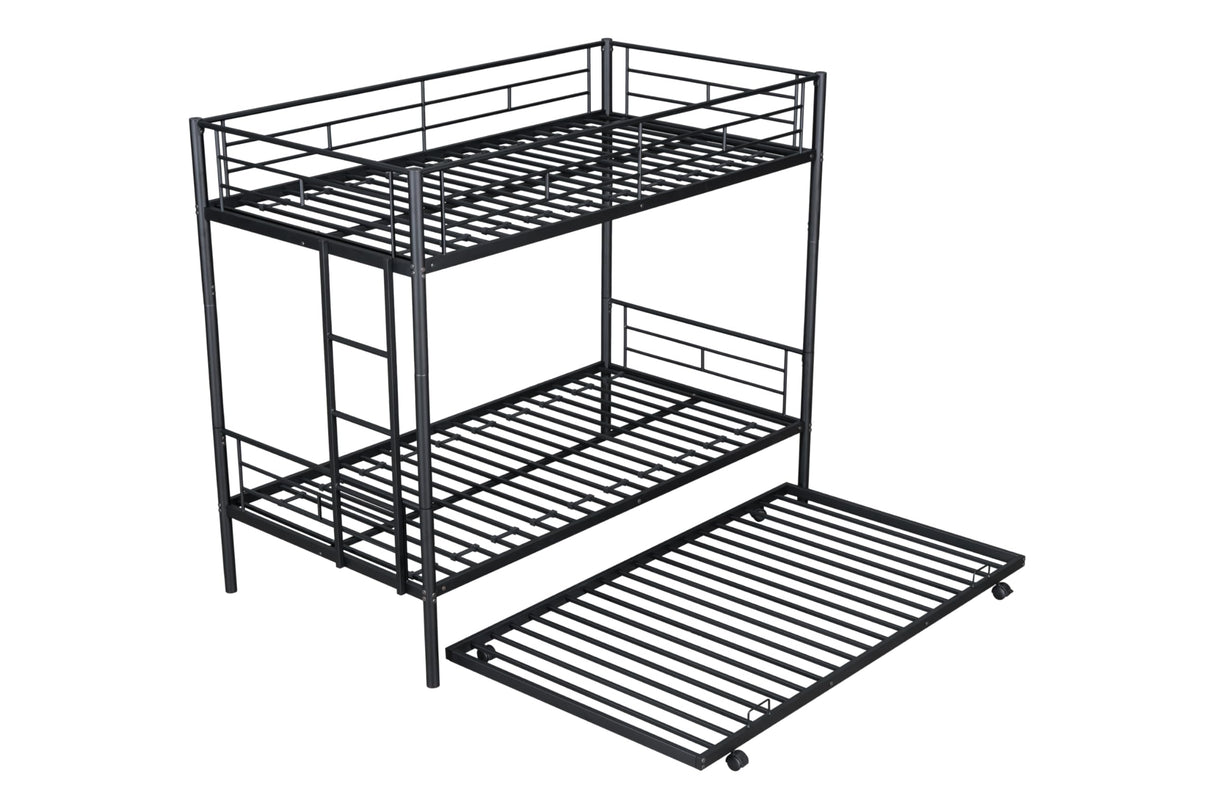DNYN Stairway Full Size Loft Bed with Desk for Kids Bedroom,Heavy Duty Metal Bedframe w/Storage & Wardrobe Design,Space Saving Design & No Box Spring Needed, Black DNYN