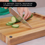 Premium Large Acacia Wood Cutting Board for Kitchen. 1.5in Extra Thick Chopping Board with Juice Groove. Non slip Reversible Butcher Block Countertop Real Life Living