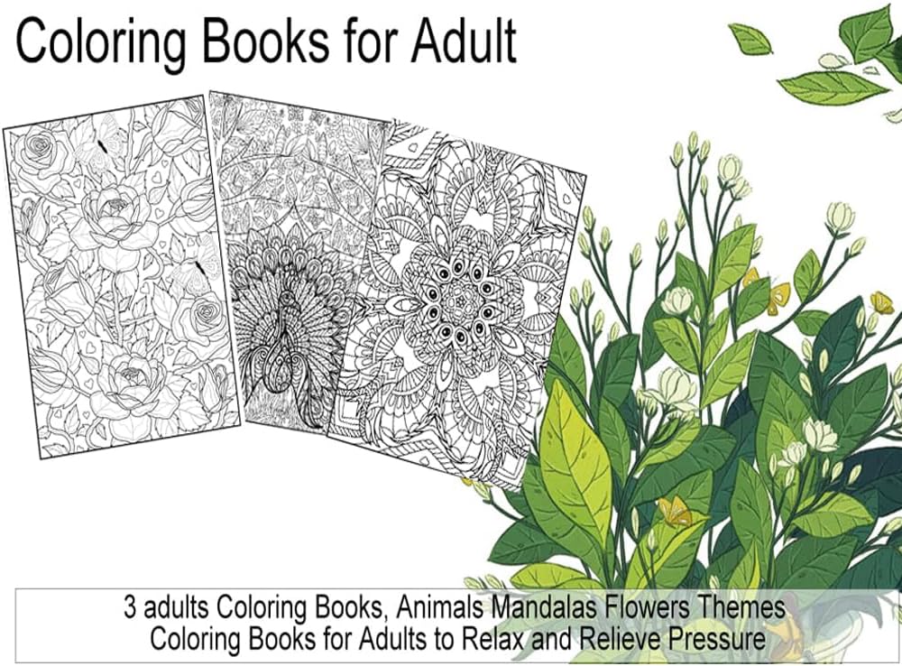 Ilyever 3 Pack Adult Stress Relief Coloring Book,60 Page Mandalas,Animal & Flower Patterns,Spiral Bound Women Coloring Books for Mindfulness & Relaxation for Christmas,Birthday&Holiday Party Gifts ilyever