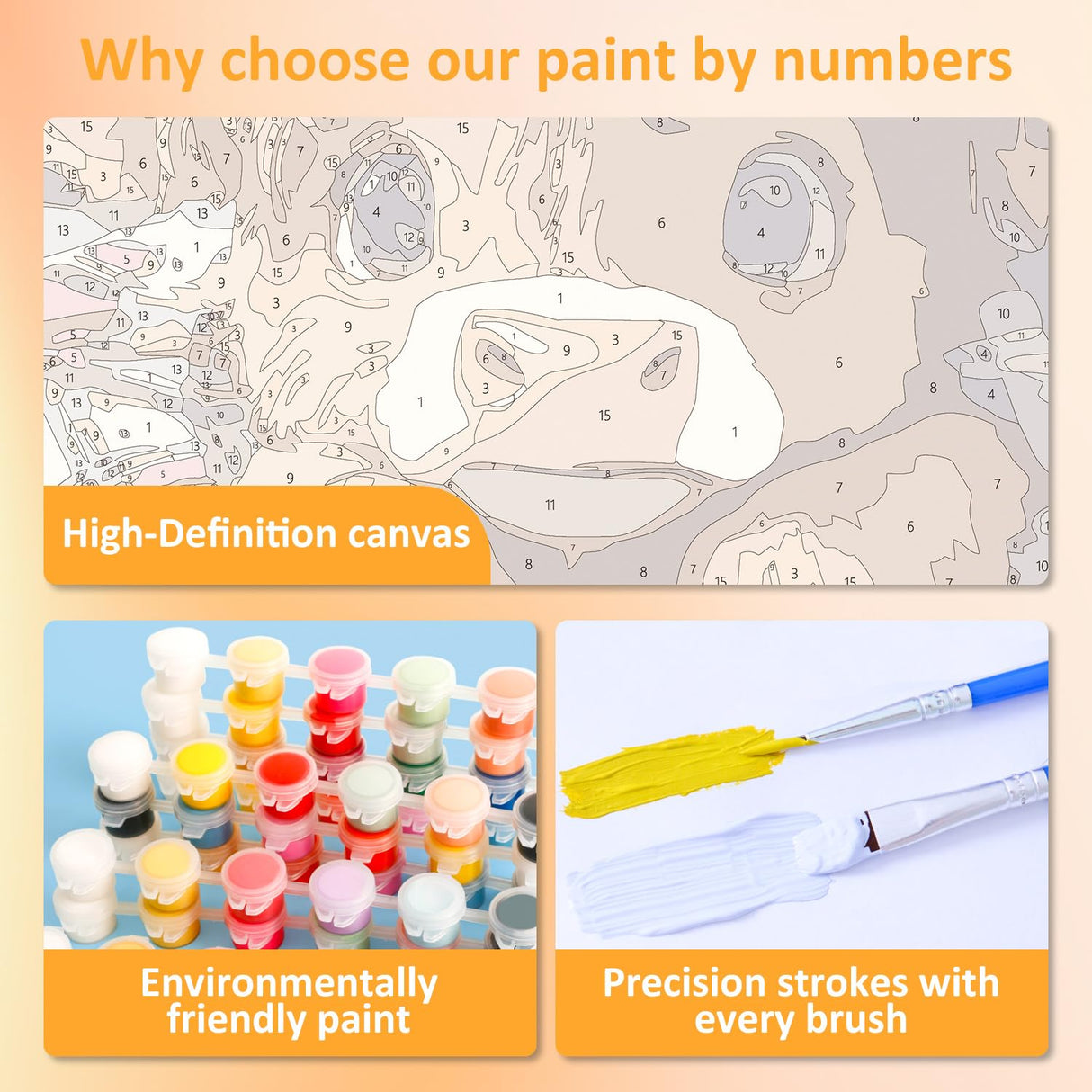 Paint by Numbers for Adult with Frame, Cow Paint by Numbers Kit for Adults Beginners, DIY Cow Acrylic Painting on Canvas for Home Wall Art Decor 9.8x9.8 Inch (with Frame Easel) Mandun