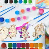 Leinuosen 28 Sets Unicorn Party Favors Wood Painting Craft Kits with Art Supplies and Inspirational Cards Thank You for Coming Gifts for Summer Birthday Party Goodie Bag DIY Prizes Leinuosen