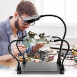 Magnetic Helping Hands Soldering Station with 4 Flexible Helping Hands, 5X Magnifying Glass and Adjustable Light with 4 Magnetic PCB Holder on Large Non-Slip Base for Electronic Repair OBDMONSTER