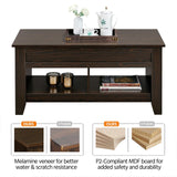 Yaheetech Lift Top Coffee Table with Hidden Storage Compartment & Seperated Lower Shelf, Lift Up Coffee Table, Rising Tabletop Dining Table for Living Room, 41in L, Espresso Yaheetech