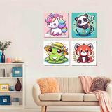 HOIYLDS Framed 4 Pack Paint by Number for Kids, Cute Animals Paint by Numbers for Kids Ages 8-12, Paint by Numbers Kits Children Beginner, DIY Acrylic Oil Painting for Home Wall Decor (8x8inch) HOIYLDS
