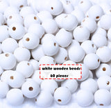 60 Pieces 18mm White Wood Beads for Handmade Crafts, Round Wooden Beads Bulk with 4mm Hole for for Farmhouse Garland,/ Craft Making woodeni