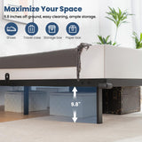 LUSIMO Twin Floating Bed Frame with RGB LED Lights, Heavy Duty Metal Platform and Underbed Storage, Black LUSIMO