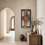 Warmaxx Teak Wood Rectangle Wall Art Decoration 31.6" x 15.8" Farmhouse Live Edge Wall Art Rustic Décor for Home Living Room Bedroom Office Handcrafted Wooden Flower Design Warmaxx