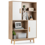 Giantex 4-Tier White Storage Cabinet with Doors and Rubber Wood Legs Giantex