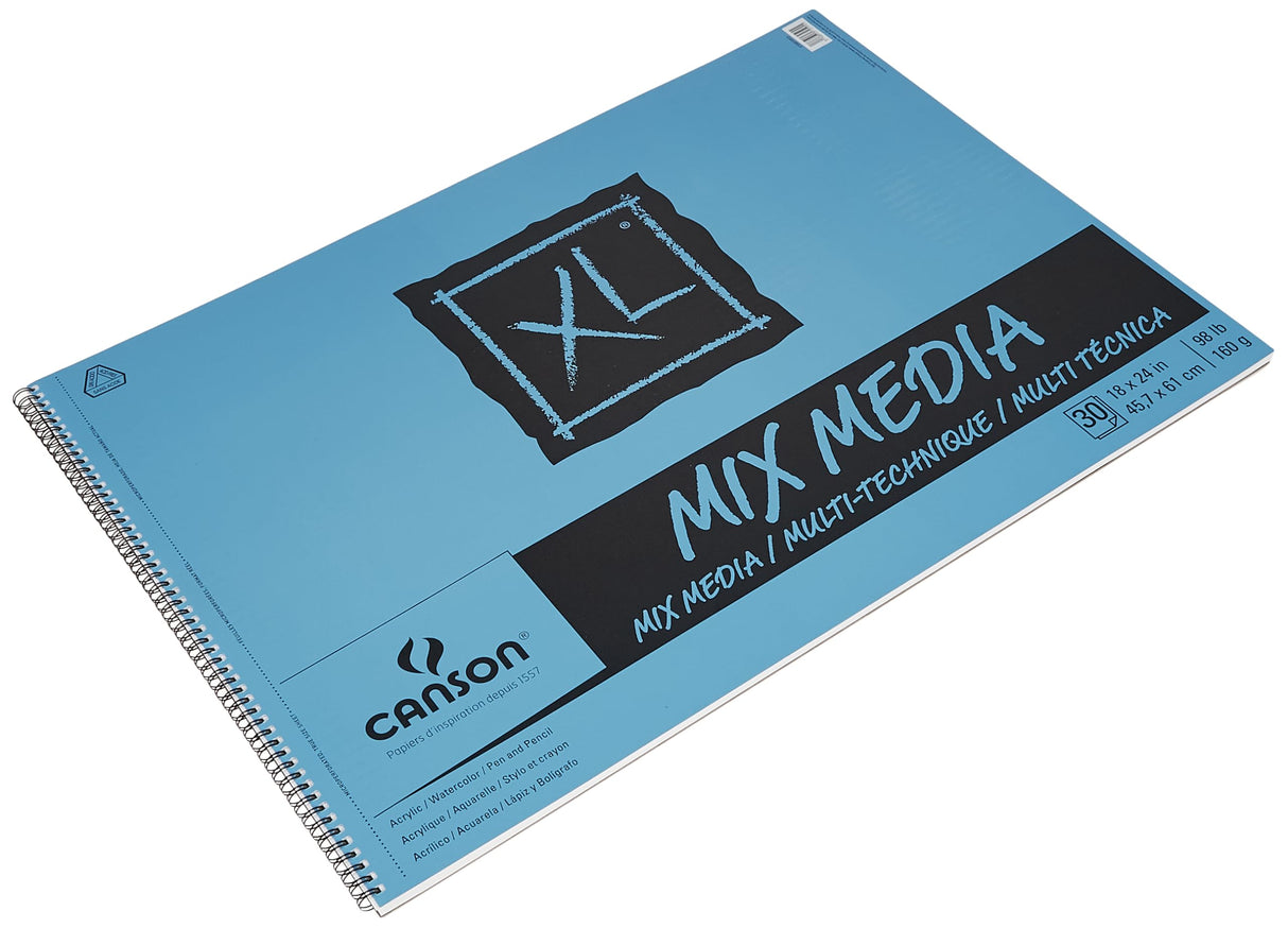 Canson XL Series Mixed Media Pad, Side Wire, 18x24 inches, 30 Sheets – Heavyweight Art Paper for Watercolor, Gouache, Marker, Painting, Drawing, Sketching Canson