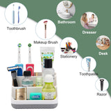 Chintu Bathroom Toothbrush Holders for Countertop - Electric Toothbrush Organizer 6 Slots Tooth Brush Organization for Kids Family, Toothpaste Holder for Bathroom Vanity Organizer Storage White Chintu