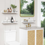 Forbena White Floating Shelves Bathroom Shelves Over Toilet Set of 3, Bathroom Organizers and Storage Shelves Wall Mounted, Modern Wood Corner Wall Shelf for Bedroom Closet -White and Dark Grey Forbena