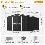 Breezestival 10x12FT Outdoor Storage Shed, Metal Garden Shed with Lockable Double Doors & Sloping Roof, Weather-Resistant Tool Shed for Backyard, Patio, Poolside Black Breezestival
