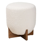 Baxton Studio Fisk Footstool, One Size, Cream/Walnut Brown Baxton Studio
