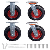 8" Caster Wheels Outdoor Caster Wheels Heavy Duty Caster Wheels Set Of 4 (2 Swivel & 2 Fixed) Large Rubber Castor Wheels Sets 4 With Screws JIUZILIH