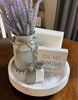 TOPZEA 12 Inch Lazy Susan Turntable Wood, Rotating Rustic Farmhouse Turntable Tray, Round Spanning Display Serving Tray Spice Rack Cabinet Organizer Dining Table Centerpiece for Snacks, Spices, Wine TOPZEA