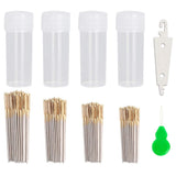 120pcs Cross Stitch Needles +2 Needle Threader Golden Color Large Eyes Cross Stitch DIY Embroidery Hand Needles Sewing Needles in Transparent Box Size 22# 24# 26# 28# JIGEGE