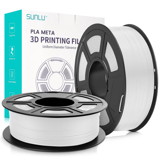 SUNLU 3D Printer Filament, Neatly Wound PLA Meta Filament 1.75mm, Toughness, Highly Fluid, Fast Printing for 3D Printer, Dimensional Accuracy +/- 0.02 mm (2.2lbs), 2KG, White+White