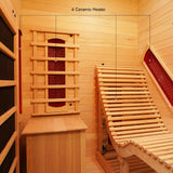 Smartmak Far Infrared Wood Sauna, 1 or 2 Person Home Canadian Hemlock Luxurious Wooden Traditional Indoor Corner Saunas, 2300 W Spa Room with Recliner, 8 Heating Element, Speaker, Lights, Oxygen Bar Smartmak