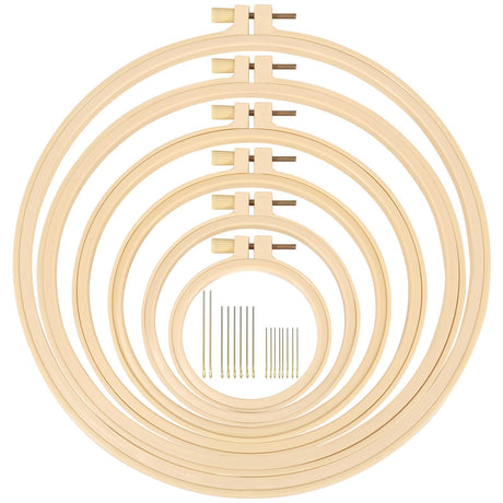 XEmbro 6 Pieces Embroidery Hoop 3.6 to 10.7 inches Plastic Cross Stitch Hoop with 16PCS Needles, Small Embroidery Hoops for Embroidery, Cross Stitch, Craft Sewing, and Decoration Ornaments XEmbro