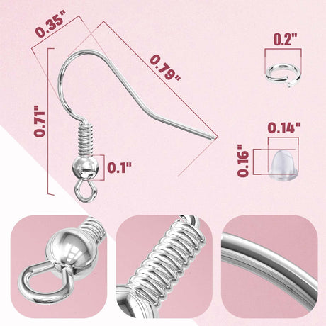 Hypoallergenic Earring Hooks, 600 Pcs Earring Making Supplies Kit with Earring Hooks, Jump Rings and Earring Backs for Jewelry Making (Silver and Gold) Aiythouy