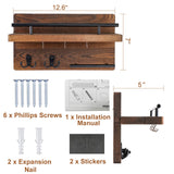 OurWarm Wall Mounted Key Holder / Hangers for Wall Decorative with 5 Key Hooks, Wooden Mail Rack Organizer with Shelf, Rustic Home Decor for Entryway Mudroom Hallway Office, Brown OurWarm