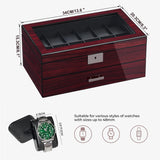ANWBROAD Watch Box Storage Watch Cases for Men with Large Glass Lid 2-Tier Wood Watch Display Case Lockable Watch Organizer Giftable Luxurious Watch Holder for Women UJWB003Y ANWBROAD